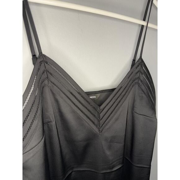 NWT Express Spaghetti Strap V-Neck Cutout Tank Top Midnight Black Womens Medium - Picture 4 of 8